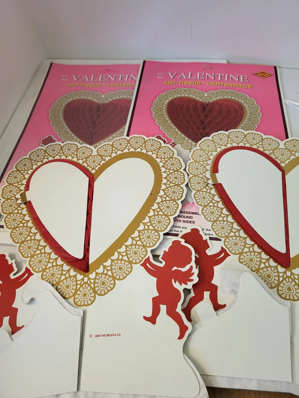 2 Vintage Valentine Honeycomb Heart Centerpiece 11